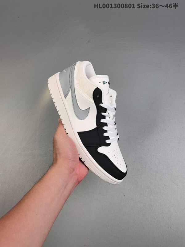 头层带半码 Air Jordan 1 Low "Soft Pearl" 低帮 白灰黑 AJ1 乔丹1代 aj1 乔1 低邦 白灰黑 乔丹篮球鞋系列