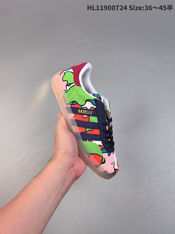 阿迪达斯 Adidas Originals Gazelle Indoor复古三叶草防滑透明橡胶板鞋经典运动鞋
