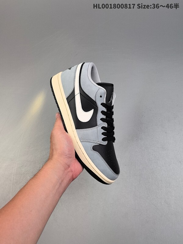 头层带半码 Air Jordan 1 Low "Light Smoke Grey" 低帮 烟熏灰 AJ1 乔丹1代 aj1 乔1 低邦 黑灰