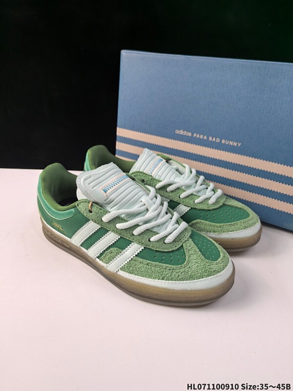 真标✅Bad Bunny x adidas originals GAZELLE INDOOR 舒适百搭 耐磨 低帮 板鞋 男女同款 橙色