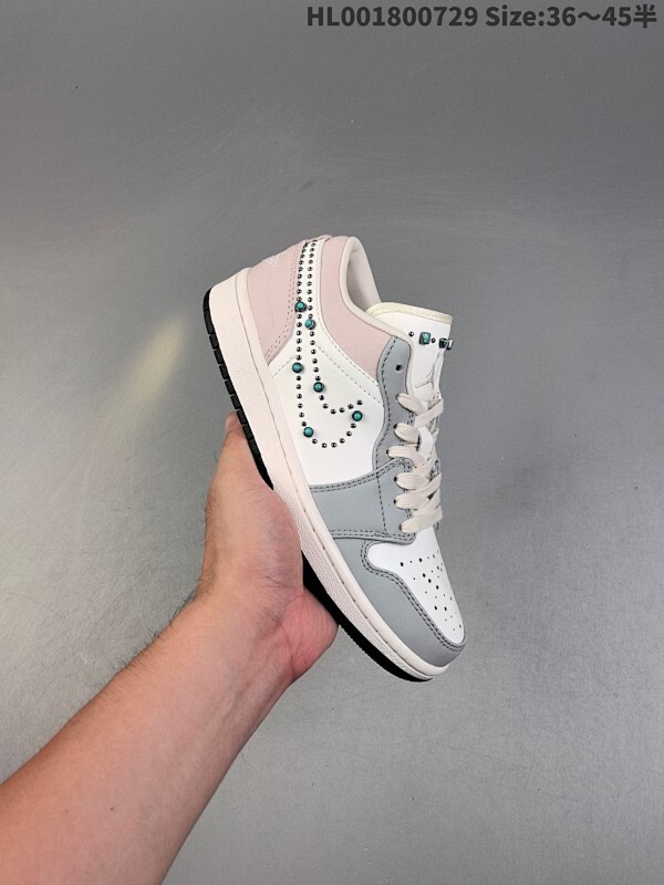 头层带半码 Air Jordan 1 Low 低帮 绿松石钩子 AJ1 乔丹1代 aj1 乔1 低邦 灰白粉 乔丹篮球鞋系列