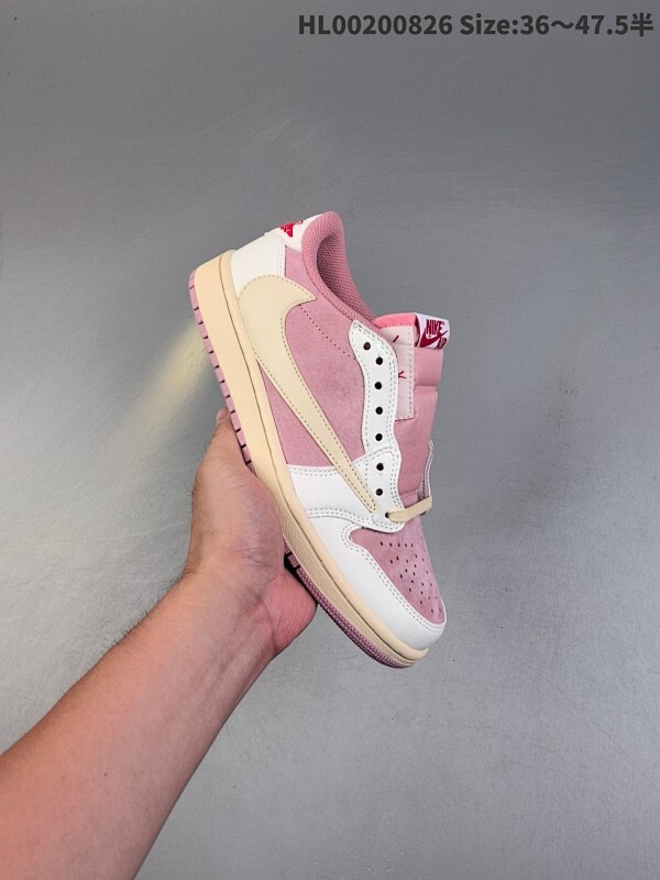 头层带半码 Travis Scott x Air Jordan 1 Low 低帮 白粉倒勾联名 AJ1 乔丹1代 aj1 乔1 低邦 白粉倒勾联名 乔丹篮球鞋系列