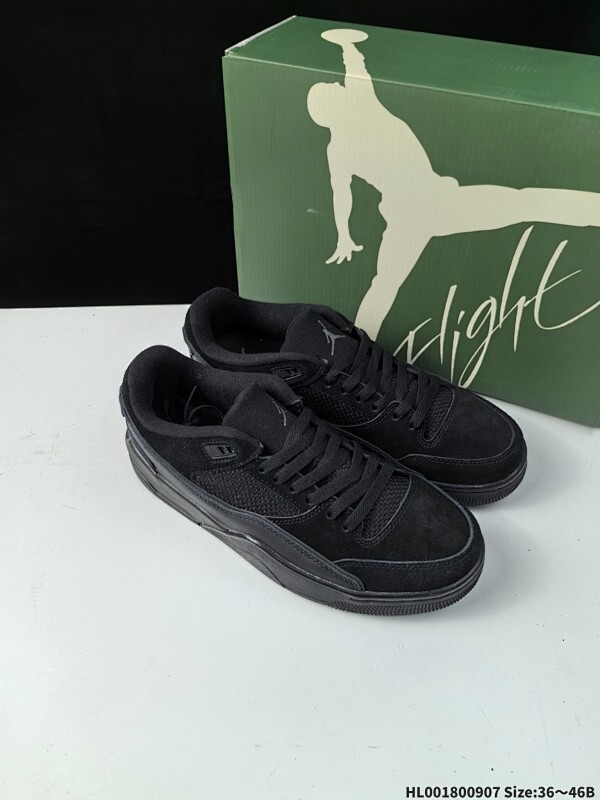 头层带半码 Air Jordan 4 Retro Flight Court "Black Cat" 低帮 重置黑猫 AJ4 乔丹4代 aj4 乔4 低邦 黑色 乔丹篮球鞋系列