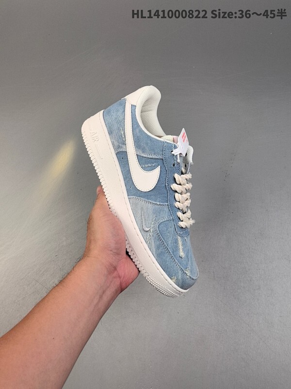 真标✅NIKE AIR FORCE 1‘07LV牛仔 原楦头原纸板 打造纯正低帮空军版型 专注外贸渠道 全掌内置蜂窝气垫