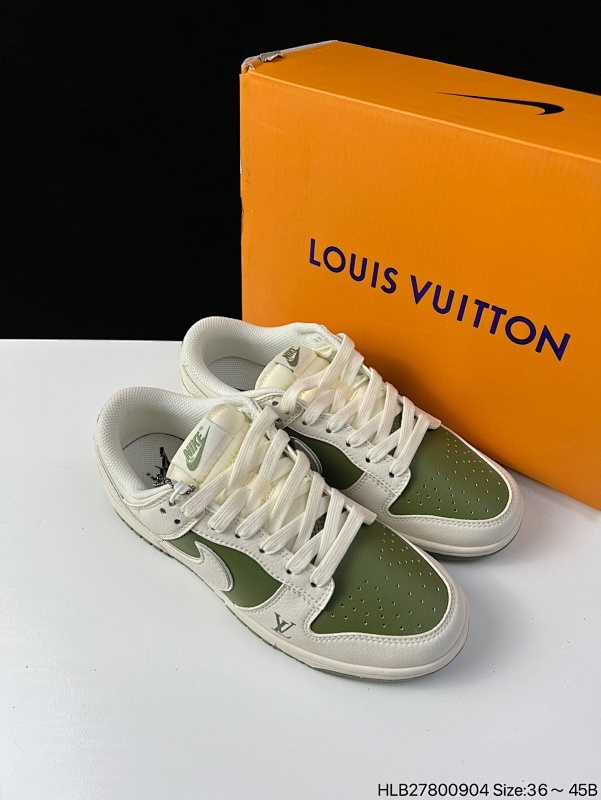 Louis Vuitton x Nike Dunk SB Low 路易威登 x 耐克 SB 低帮 LV联名白灰 鞋身以灰色作为主色调