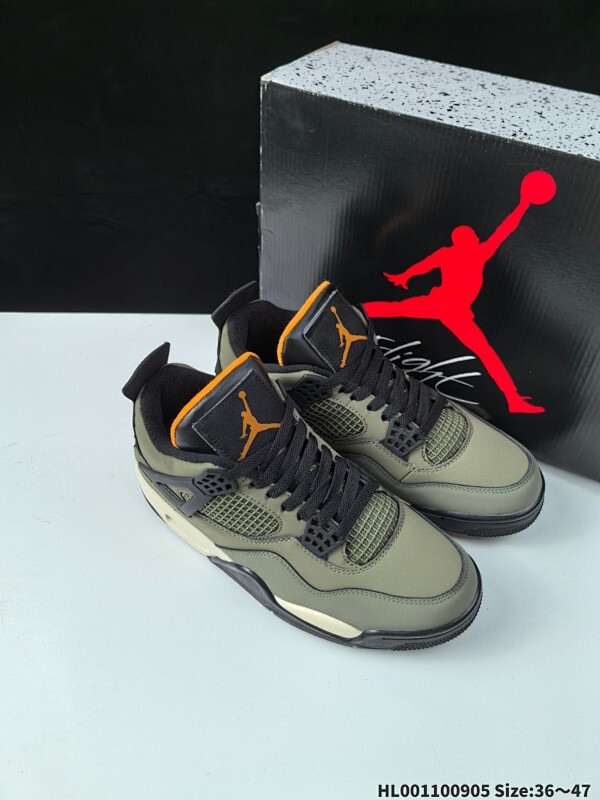 Undefeated x Air Jordan 4 Retro 复刻绿黑 AJ4 乔丹4代 aj4 乔4 军绿 乔丹篮球鞋系列 这款鞋体现了受MA-1飞行夹克启发的经典Undefeated军事美学