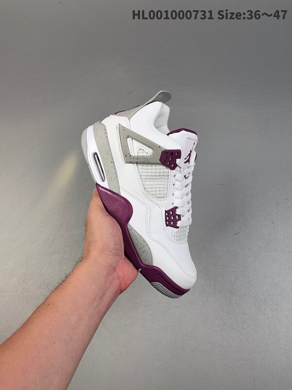 Air Jordan 4 Retro 白紫 AJ4 乔丹4代 aj4 乔4 白紫 乔丹篮球鞋系列 鞋身整体以白色皮革为主色调
