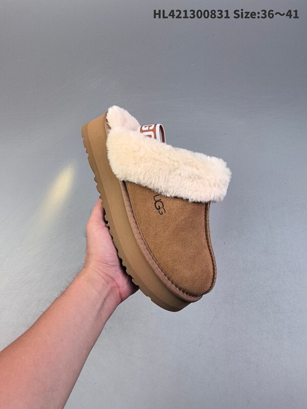 ✅UGG雪地靴星拖厚底羊皮毛一体2024新款秋冬包头半拖毛毛拖鞋女外穿！