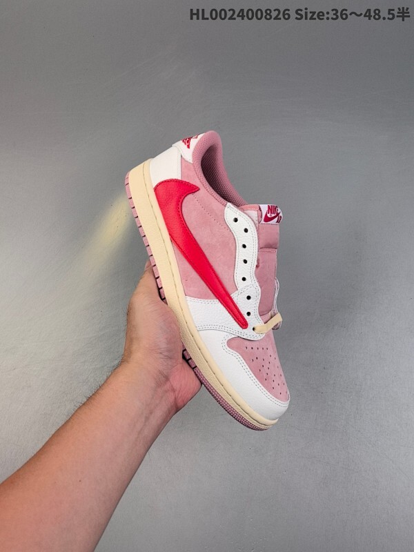 头层带半码打蜡鞋带❗️ Travis Scott x Air Jordan 1 Low 低帮 白粉红倒钩 AJ1 乔丹1代 aj1 乔1 低邦 白粉红倒勾联名 乔丹篮球鞋系列