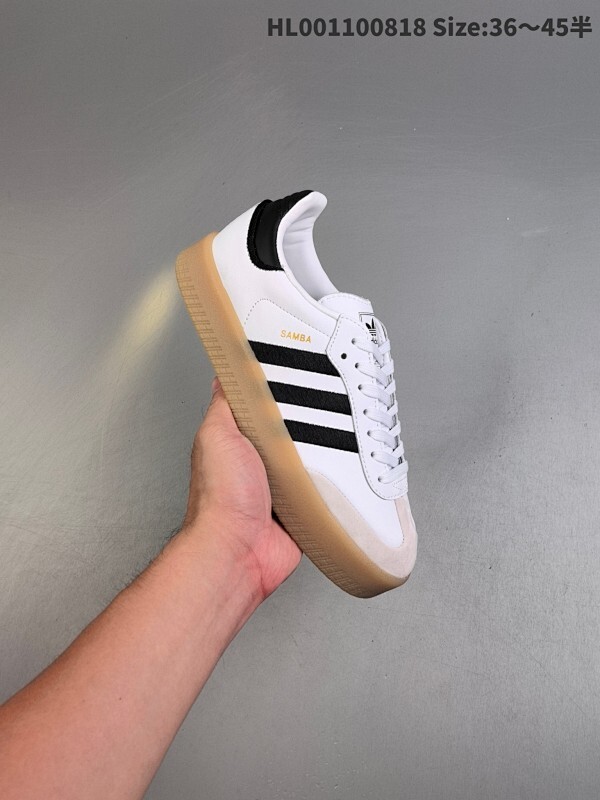 真标带半码 Adidas Original Vegan Samba 2.0 阿迪达斯 低帮 白黑 桑巴2.0低邦防滑板鞋 Samba