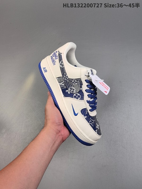Nike Air Force 1 '07 Low 路易威登LV联名--- 白黑牛仔印花 高端定制 低帮休闲板鞋 定制鞋盒