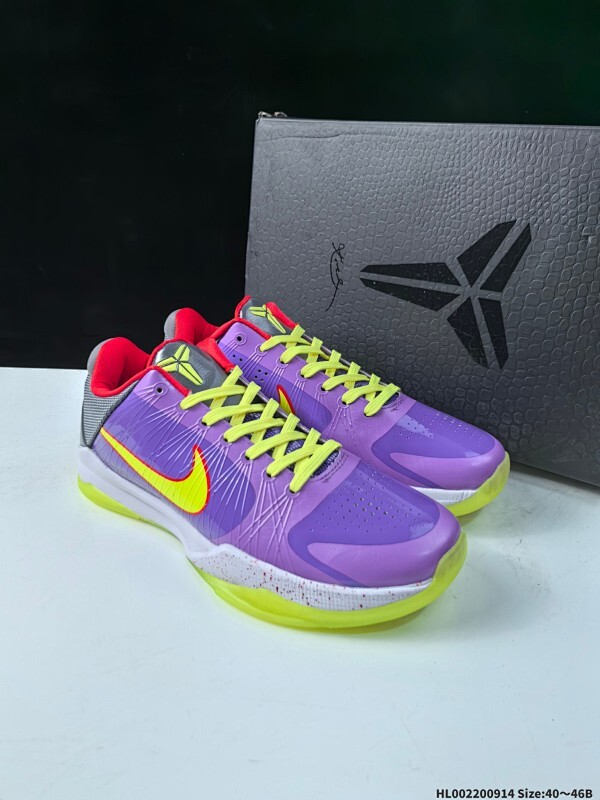 公司级 真碳 Nike Kobe 5 Protro 耐克 科比5代 布伦森PE 低帮 紫绿色 新小丑 减震防滑耐磨低邦篮球鞋 鞋身通体采用大面积深浅不一的紫色为主色调