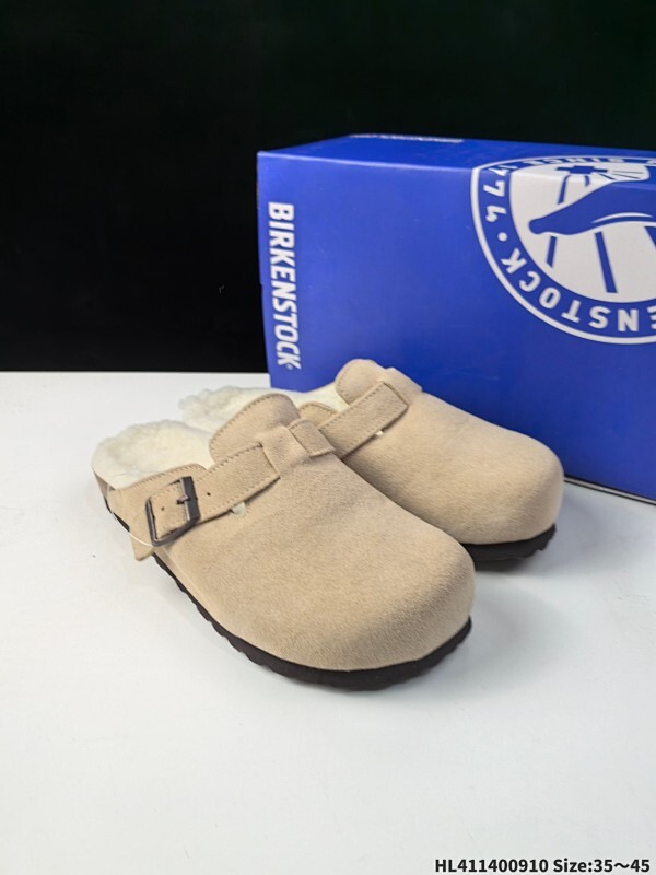德国百年知名鞋履品牌·加绒加毛博肯Birkenstock 秋冬新款 勃肯半拖凉鞋系列加棉 加绒包头拖鞋
