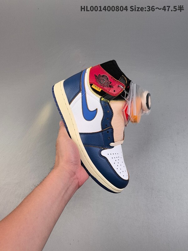 真标带半码 Union x Air Jordan 1 Retro High OG NRG 高帮 蓝黑红拼接 AJ1 乔丹1代 aj1 乔1