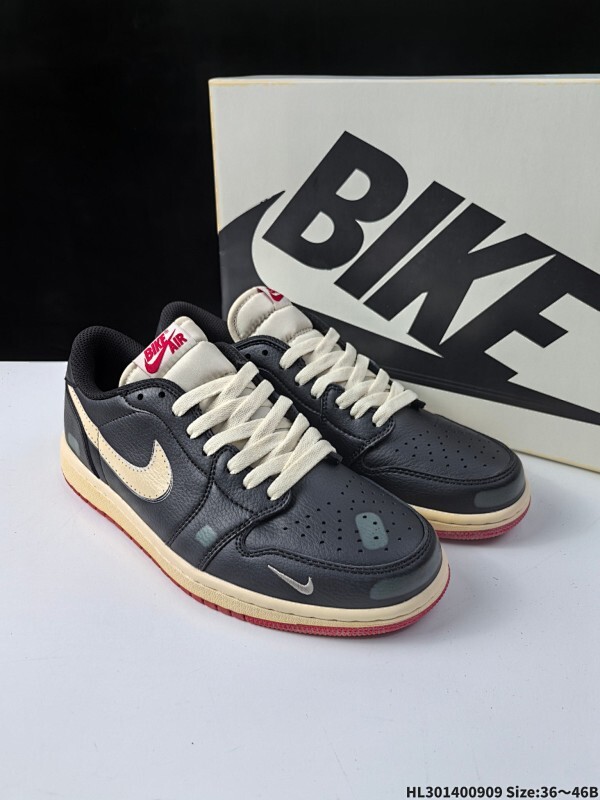 头层带半码 Nigel Sylvester x Air Jordan 1 Low OG "Nitro" 低帮 低帮 尿渍2.0 白黑红 AJ1 乔丹1代 aj1 乔1 低邦 联名白黑红