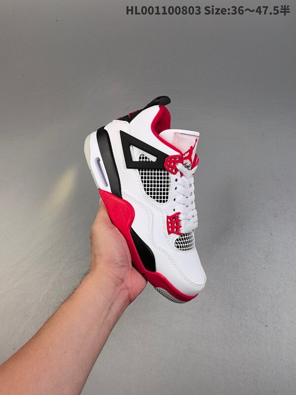 真标带半码 Air Jordan 4 Retro "Fire Red" 白红复刻 AJ4 乔丹4代 aj4 乔4 白红 乔丹篮球鞋系列