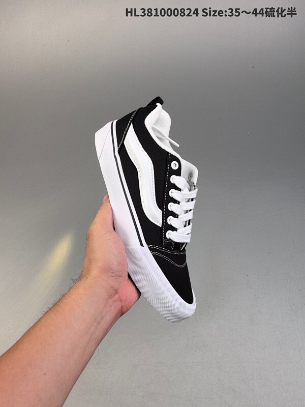 集合  万斯Vans Classics Knu Skool  范斯官方 荔枝纹全白皮面蓝色内里面包鞋 Vans超火的土豆鞋