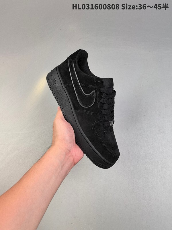 Nike Air Force 1 Low 07 绒毛纯黑 原楦头原纸板 打造纯正低帮空军版型 专注外贸渠道 全掌内置蜂窝气垫