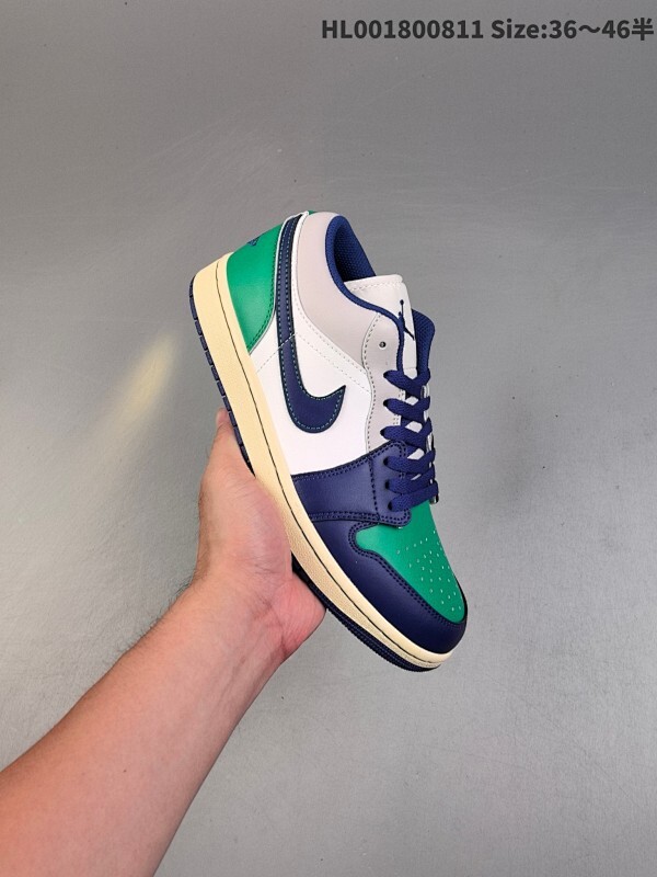 头层带半码 Air Jordan 1 Low 低帮 白蓝绿 AJ1 乔丹1代 aj1 乔1 低邦 白绿蓝 乔丹篮球鞋系列