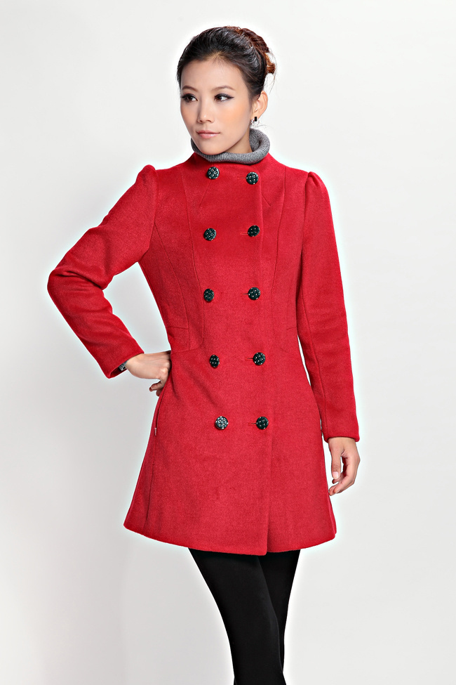 2011冬装新款水淼诺兰贝尔素/图专柜 正品长款纯色羊毛呢子大衣