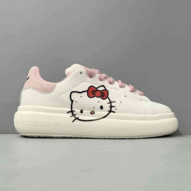 YH版本 kite猫GY5656 阿迪达斯三叶草 kite猫 x adidas originals STAN SMITHPF 舒适百搭 防滑耐磨 低帮 板鞋 女款 米白色