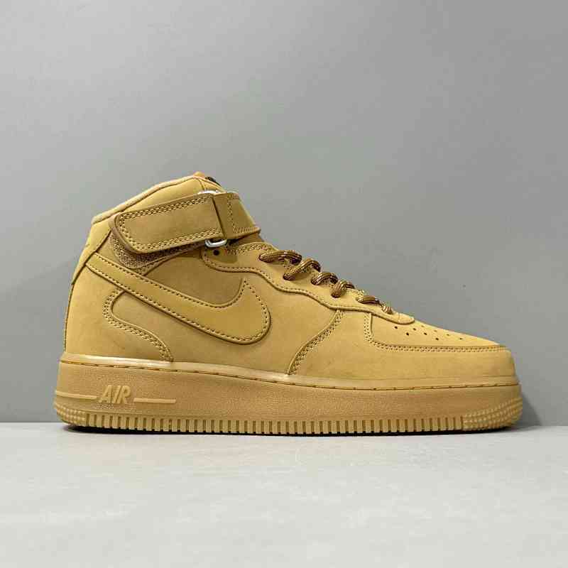 PP版本 小麦中帮DJ9158-200 Nike Air Force 1"Wheat" 皮革绒面革 中帮 板鞋男女同款 小麦色