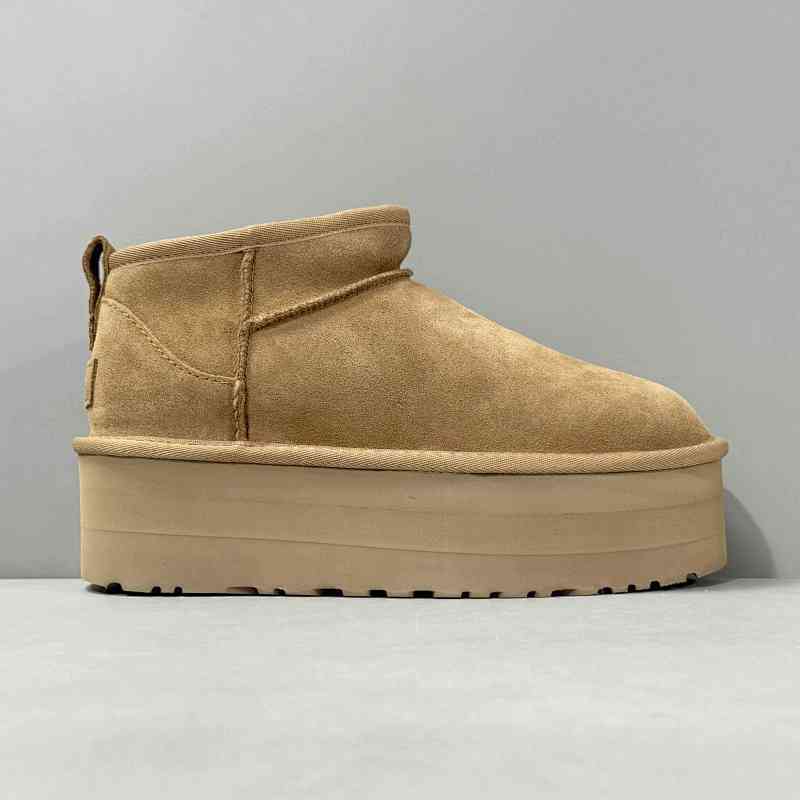 LZ版本 厚底周冬雨-粟色1135092-CHE UGG 头层牛皮 休闲舒适厚底 短筒 雪地靴 女款 粟色