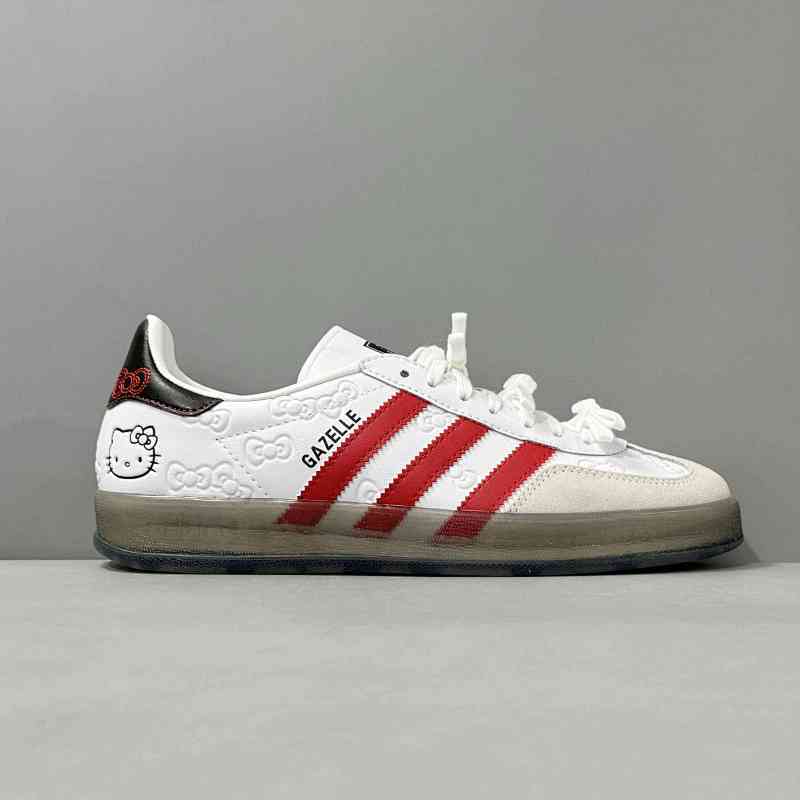 HR版本 GZ凯蒂猫联名II0013 阿迪达斯三叶草Hello Kitty/凯蒂猫xadidas originals GAZELLEINDOOR“White/Red/Core Black”舒适百搭