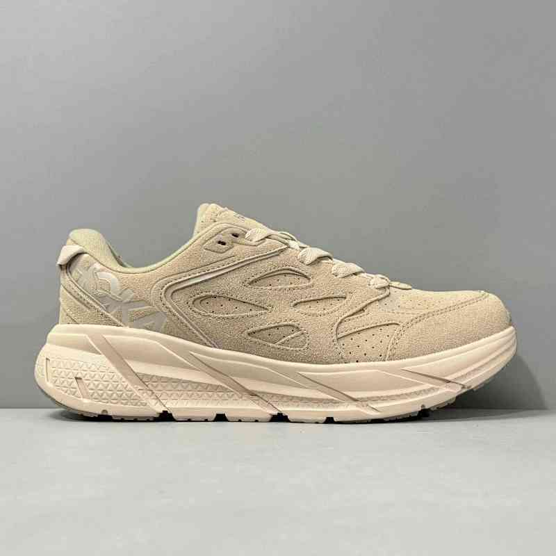 CF版本 克里夫顿绒面革-褐色1122571-SSDD HOKA ONE ONE CliftonL Suede轻便舒适减震防滑耐磨 低帮 长跑跑步鞋 男款 褐色