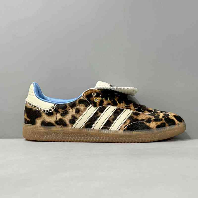 SA版本 长鞋舌/豹纹IE0578 WB联名 阿迪达斯 三叶草桑巴鞋 德训鞋Wales Bonner x Adidas originals Samba Pony Tonal 耐磨低帮板鞋 棕白