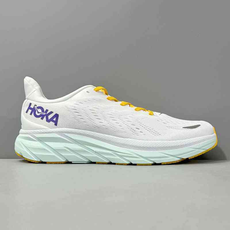 LH版本 克里夫顿8-白青紫1119394-BDBW HOKA ONE ONE Clifton 8 舒适 织物减震防滑耐磨透气轻便 低帮跑步鞋 女款 白紫