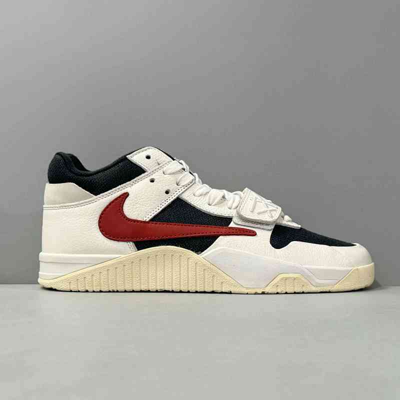 GT版本 米黑红FZ8117-101 Travis Scott xjordan Jumpman Jack TR “University Red”皮革 耐磨 中帮 复古篮球鞋 男 女同款 米黑红