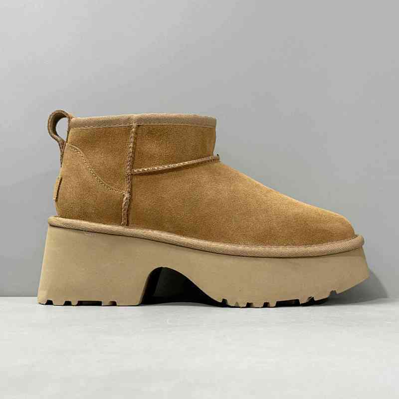 BK版本 人鱼靴-栗色1158311-CHE UGG 牛剖层革 轻便时尚 短筒 雪地靴 女款 栗色