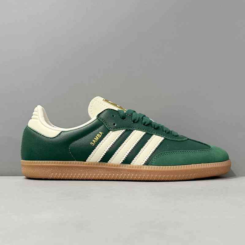 CG全头层版本 绿白IE0872 阿迪达斯三叶草adidas originals SAMBA OG 皮革 舒适百搭 低帮生活休闲鞋 男女同款 绿白