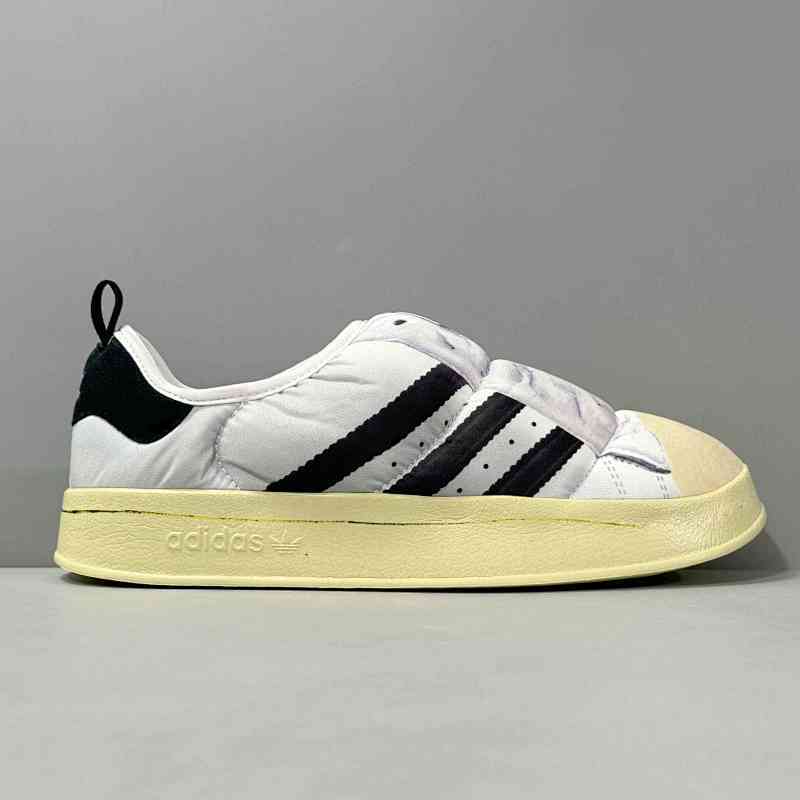 HX版本 米黄黑HP6697 阿迪达斯三叶草adidas originals Puffylette 织物 经典百搭 耐磨轻便 低帮 生活休闲鞋 男女同款 白黑