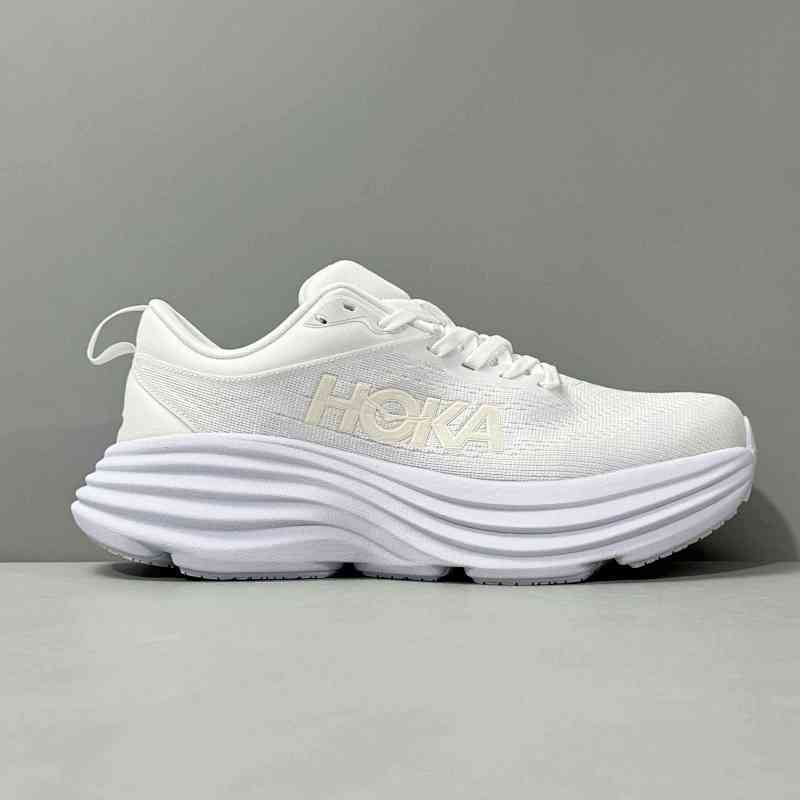 XR版本 白色1127952-WWH HOKA ONE ONE Bondi 8 Wide 邦代8 减震防滑耐磨 低帮 长跑跑步鞋 宽版