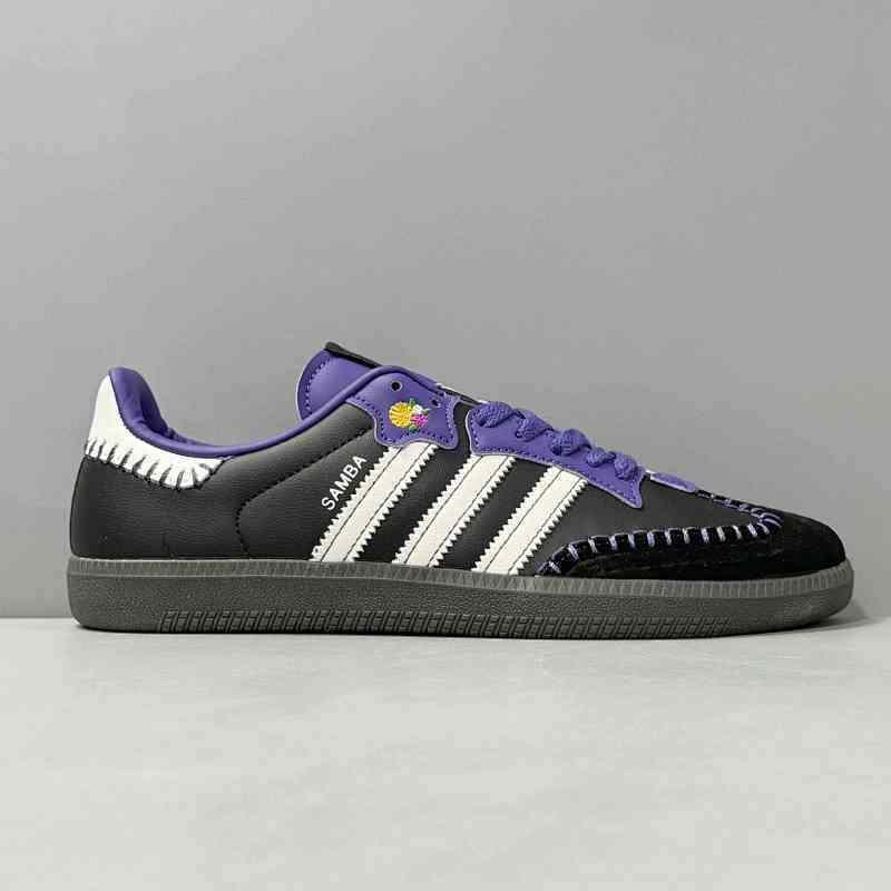 YH版本 紫黑白JI3935 阿迪达斯三叶草adidas originals SAMBA OG “Dia De Los Muertos Pack”2024 舒适耐用 防滑耐 低帮板鞋