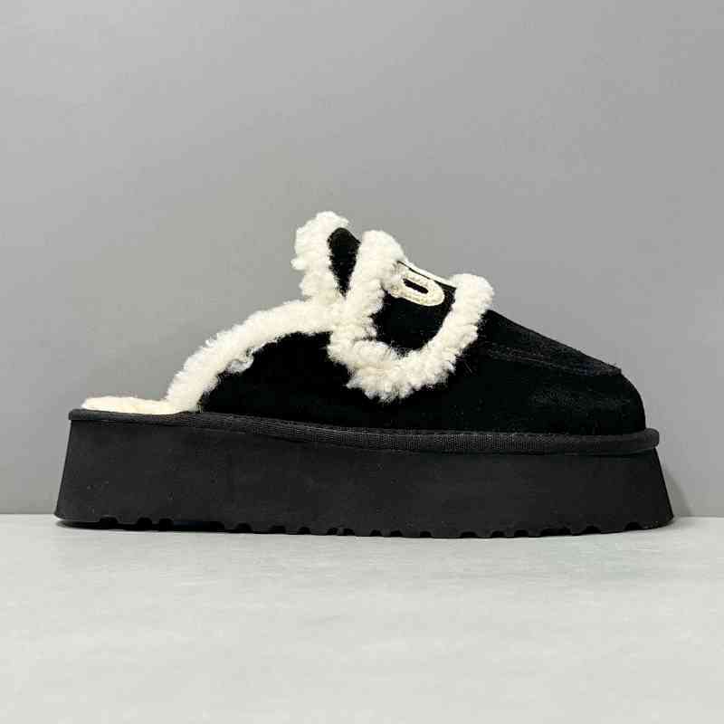 BK版本 科凯特厚底-黑色OB938/BLACK  UGG W Classic Coquette Clog Slipper  II 科凯特2.0厚底系列 时尚居家 穆勒风 包头舒适保暖露跟半拖鞋