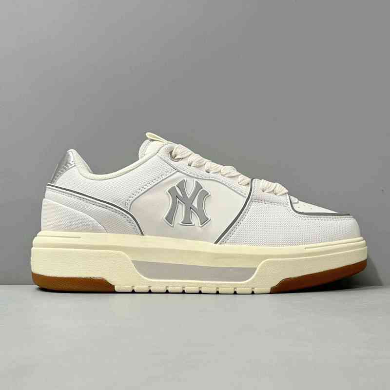 PB版本 学长低帮-白银3ASXCBS4N-50IVS MLB Chunky Liner 舒适百搭 防滑耐磨增高 低帮板鞋 男女同款 象牙白