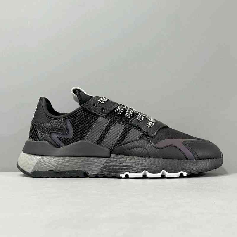 CG版本 黑灰紫H01717 阿迪达斯三叶草adidas originals Nite Jogger 织物皮革 运动经典耐磨透气 低帮 生活休闲鞋 男女同款 黑灰紫