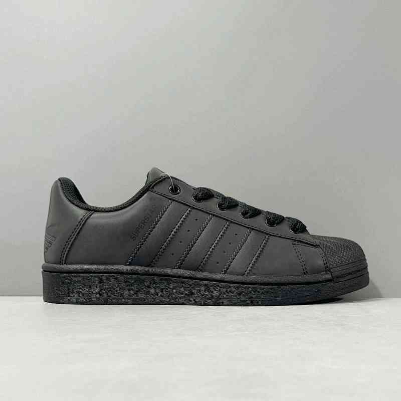 PP版本 大标黑反光ID3109 阿迪达斯三叶草adidas originals Superstar 舒适 防滑耐磨 低契板鞋 男款 黑色