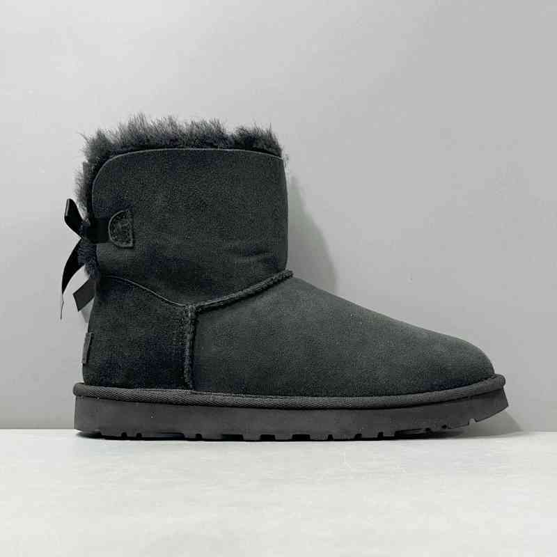 LZ版本 单丝带-黑色1016501-BLK UGG Bailey 羊皮 蝴蝶结 短筒 雪地靴 女款 黑色
