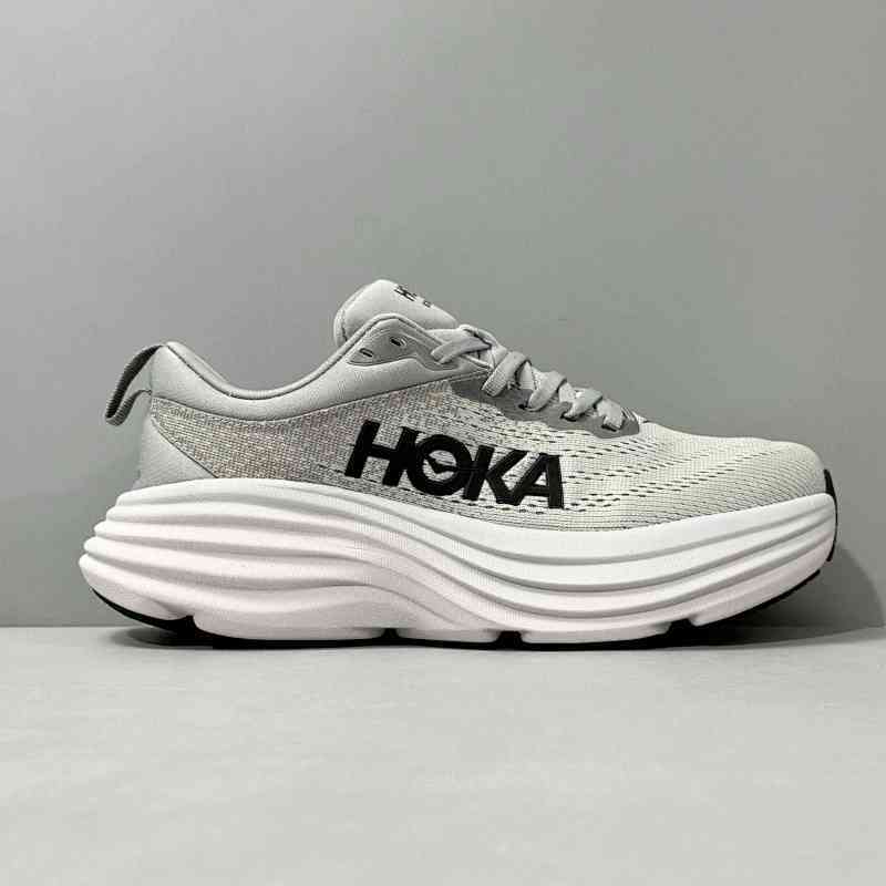 XR版本 黑灰1127953-SHMS HOKA ONE ONE Bondi 8 Wide 邦代8 减震防滑耐磨 低帮 长跑跑步鞋 宽版
