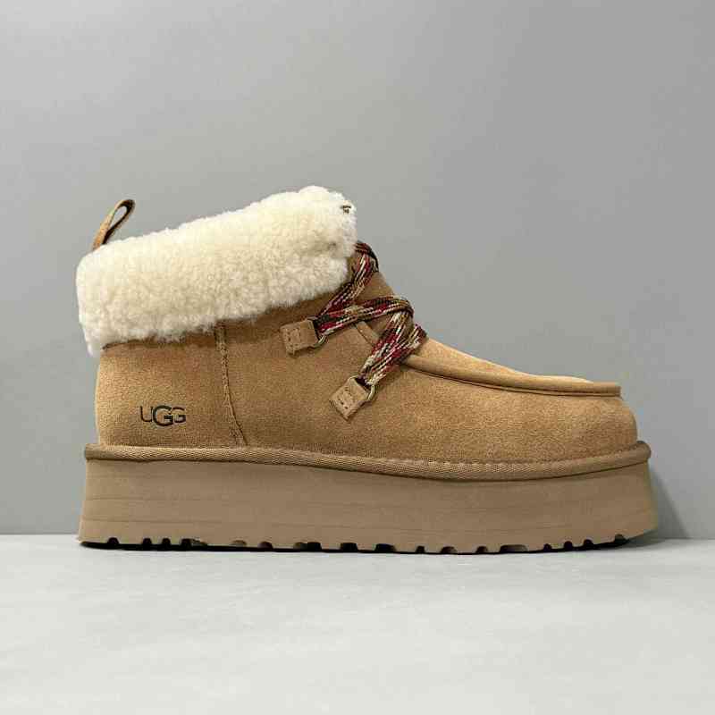 BK版本 厚底芙卡拉-栗色1143954-CHE UGG Funkarra 芙卡拉 舒适圆头 短靴 女款 栗色