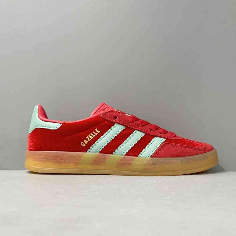 YH版本 GZ 红青色IG6786 阿迪达斯三叶草adidas GAZELLE 舒适复古 防滑耐 低帮 板鞋男女同款 红青色