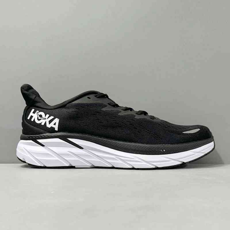 LH版本 克里夫顿8-黑白1119393-BKW HOKA ONE ONE Clifton 8 简约舒适减震透气轻便 低帮跑步鞋 男款 黑色