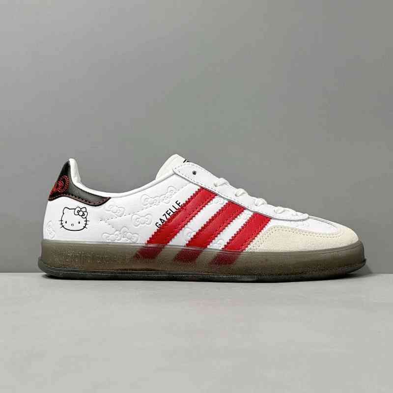 YH版本 GZ凯蒂猫联名II0013 阿迪达斯三叶草Hello Kitty/凯蒂猫xadidas originals GAZELLEINDOOR“White/Red/Core Black”舒适百搭 防