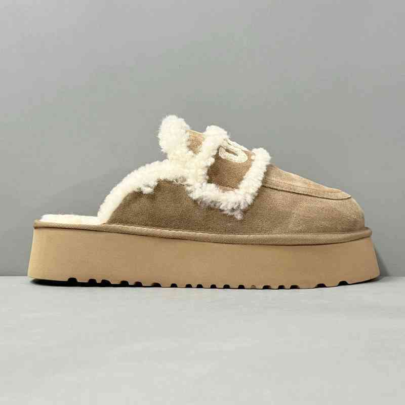 BK版本 科凯特厚底-深卡其OB938/KHAK UGG W Classic Coquette Clog Slipper  II 科凯特2.0厚底系列 时尚居家 穆勒风 包头舒适保暖露跟半拖鞋