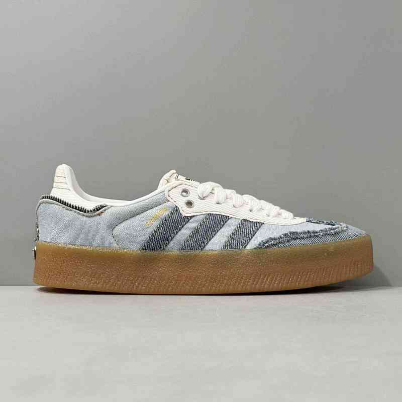 SA版本 牛仔蓝II0001 阿迪达斯三叶草atmos xadidas originals SAMBAE 舒适百搭 防滑耐磨 低帮 板鞋 女款 蓝色