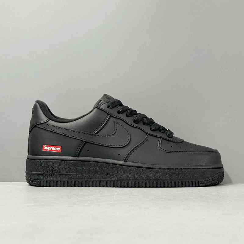 PP版本 SUP黑CU9225-001 Supreme xNike Air Force 1 box logo 低帮 板鞋男女同款 黑色